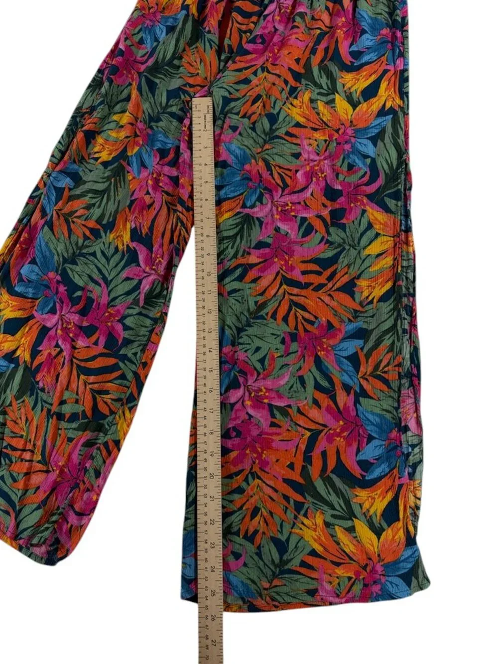 Women's Tropical Floral Wide Leg Pants Size M Boho Vacation Resort
